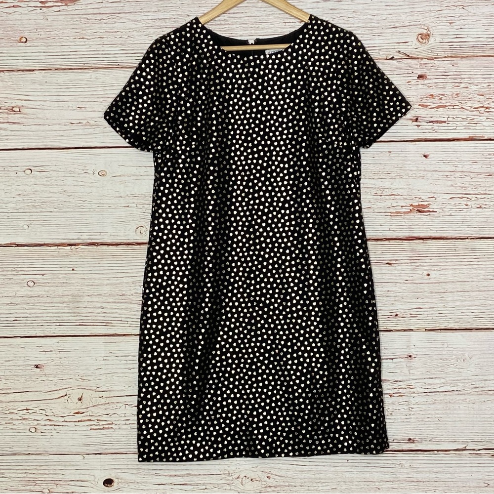J Crew Factory Shift Dress in Gold Heart Print Sz 12 - Picture 3 of 11